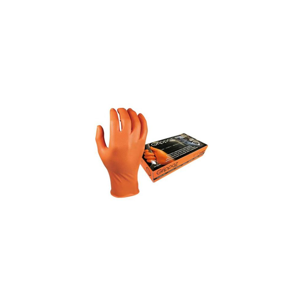 Ühekordsed nitriilkindad M-Safe Grippaz 246OR, 50tk, paksus 0,15mm, oranžid, suurus 9/L