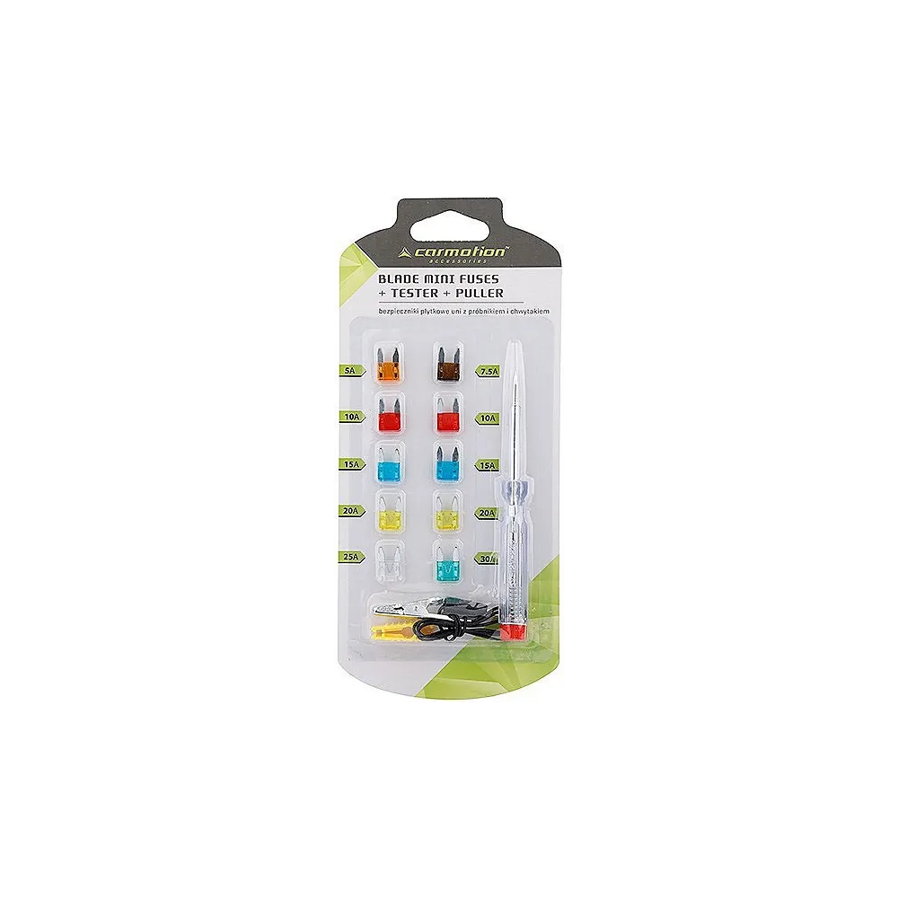 KAHVELKAITSMETE 10-OS. KOMPLEKT "MINI" + TESTER 6-24V CARMOTION