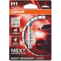 12V H1 PIRN 55W P14,5S NIGHT BREAKER LASER +150% BLISTER 1TK OSRAM