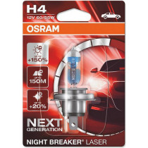 12V H4 PIRN 60/55W P43T NIGHT BREAKER LASER II +150% BLISTER 1TK OSRAM