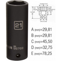 1/2" PIKK LÖÖKPADRUN 21MM, STEELMAN PRO/JS 30X78MM