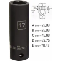 1/2" PIKK LÖÖKPADRUN 17MM, STEELMAN PRO/JS 26X78MM