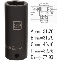 1/2" PIKK LÖÖKPADRUN 22MM, STEELMAN PRO/JS 32X78MM