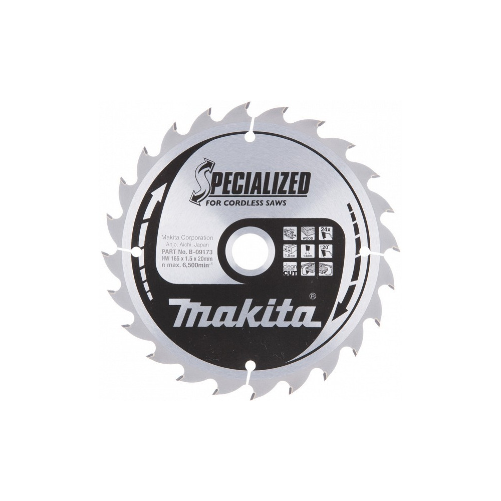 SAEKETAS 165X20X1,5MM 24T 20° RISTI-PIKI, CLEAN CUT, BSS610 MAKITA