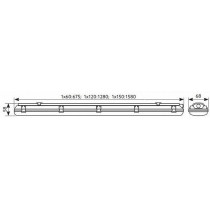 230V LED VALGUSTI HERMETIC T8 1X150 68X1580MM ABS (LED TORUTA) IP65 KOBI