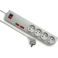 KONTORI PIKENDUSJUHE LÜLITIGA ELEKTROONIKA KAITSEGA 4 PESA 5M 3X1,0MM2 VALGE