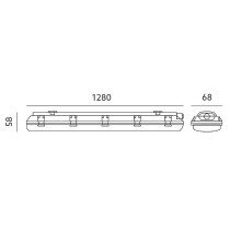 230V LED VALGUSTI HERMETIC T8 1X120 68X1280MM ABS (LED TORUTA) IP65 KOBI