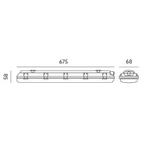 230V LED VALGUSTI HERMETIC T8 1X60 68X675MM ABS (LED TORUTA) IP65 KOBI