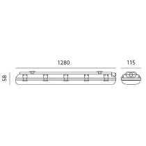 230V LED VALGUSTI HERMETIC T8 2X120 115X1280MM ABS (LED TORUTA) IP65 KOBI