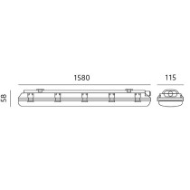 230V LED VALGUSTI HERMETIC T8 2X150 115X1580MM ABS (LED TORUTA) IP65 KOBI