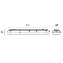 230V LED VALGUSTI HERMETIC T8 2X60 115X675MM ABS (LED TORUTA) IP65 KOBI