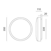 230V LED PLAFOON/VALGUSTI TAURUS, VALGE 27W 120° 1750LM 4000K Ø350 IP44 KOBI