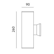 230V VÄLISVALGUSTI SEINALE QUAZAR 4 GRAFIIT GU10 MAX 2X50W 260X90XMM IP44 KOBI