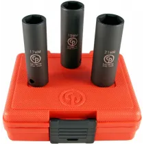 3-OS. ÕHUKESTE VELJEPADRUNITE KOMPLEKT 1/2" 17,19,21 SS413DTW CHICAGO PNEUMATIC