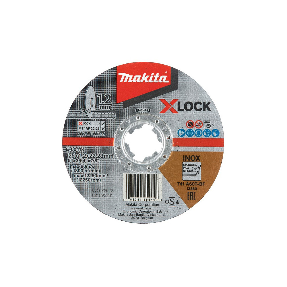 LÕIKEKETAS 1TK, 125X1,2MM, X-LOCK (A60T) INOX MAKITA