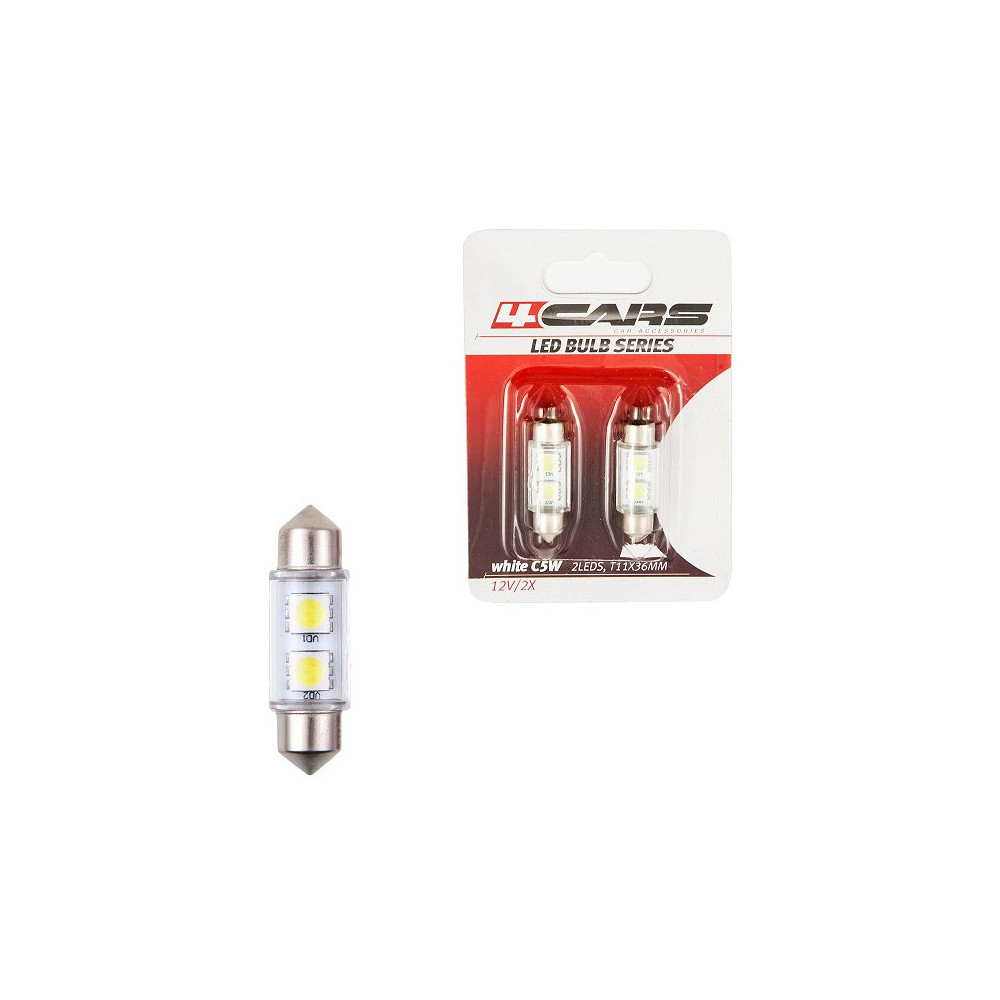 12V SV8,5-8 LED PIRN 36MM VALGE BLISTER 2TK 4CARS