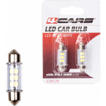 12V SV8,5-8 LED PIRN 36MM VALGE BLISTER 2TK 4CARS