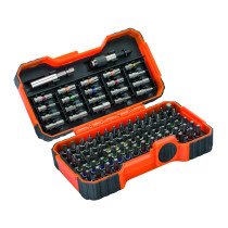 Bit set 1/4"x25mm 100 pcs colour coded with 2 adaptors PH,PH2G,PZ,SL,Hex,TORX,TORX TR,R