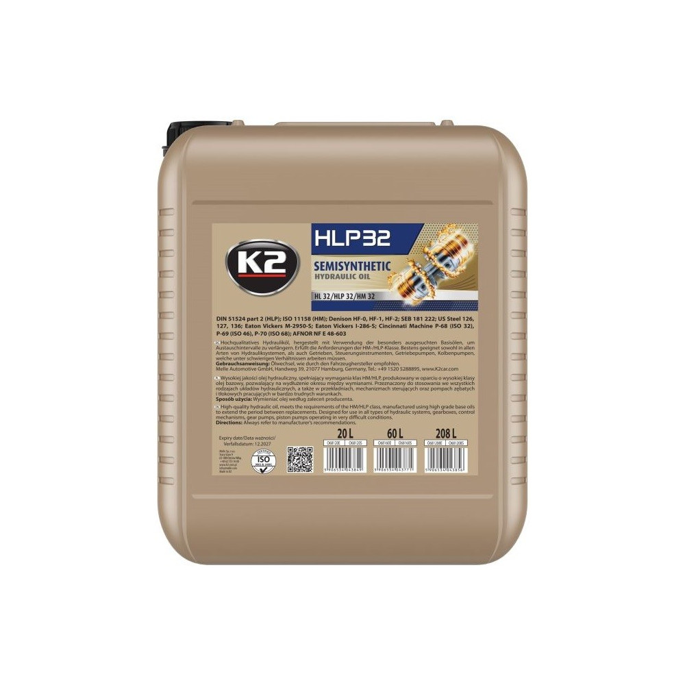 K2 HM 32 HÜDRAULIKA ÕLI / HÜDROÕLI 20L HLP 51524/2