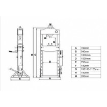 HÜDROPRESS 30T KÜLGLIIKUV KOLB, MANOMEETER, TASAPINNAVINTS JBM