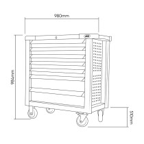 TÖÖRIISTAKÄRU XL LAI, INOX, TÜHI 7 SAHTLIT, PERFO, MUST/ROH JBM