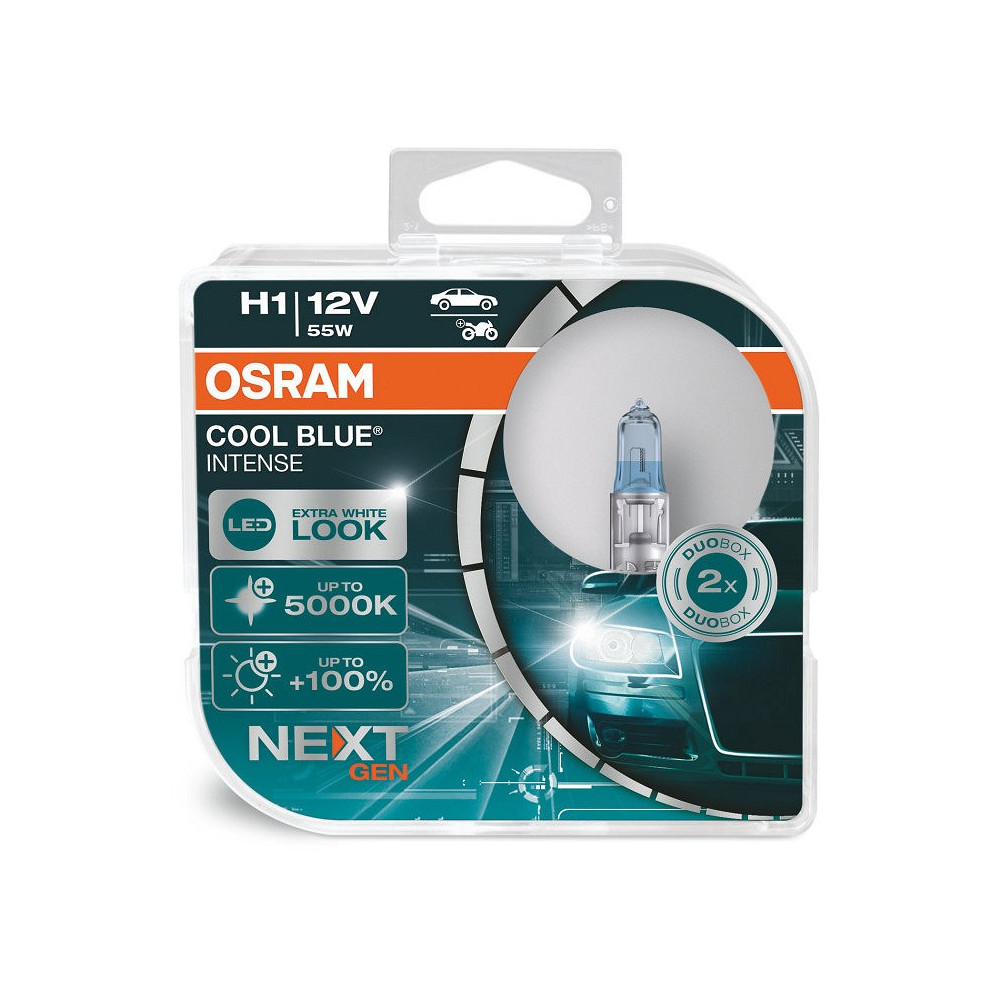 12V H1 PIRN 55W +100% 5000K COOL BLUE INTENSE HCB 2TK OSRAM