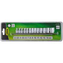 13-OS. 1/4" PADRUNITE KOMPLEKT 4-14MM, 12-KANT, METALLSIINIL JBM