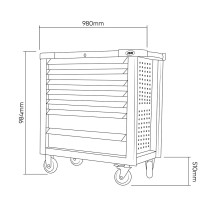 TÖÖRIISTAKÄRU XL LAI, INOX, TÜHI 7 SAHTLIT, PERFO, MUST/PUN JBM