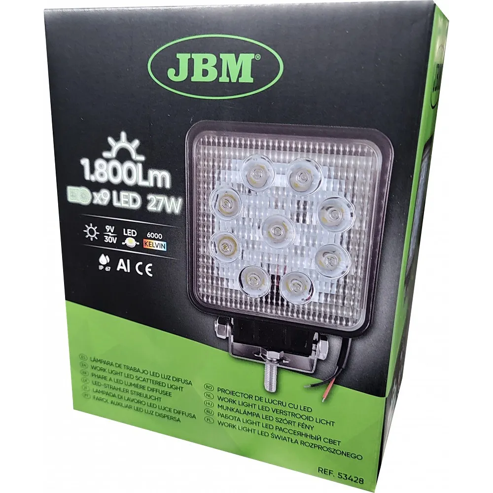 TÖÖTULI 9-LED KANDILINE "BRIGHT" 9-30V 27W 1800LM 6000K ALUMINIUM JBM