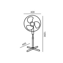 230V PÕRANDAVENTILAATOR, 45W Ø430MM REGUL. KÕRGUS MAX 1200MM MUST 45W KOBI