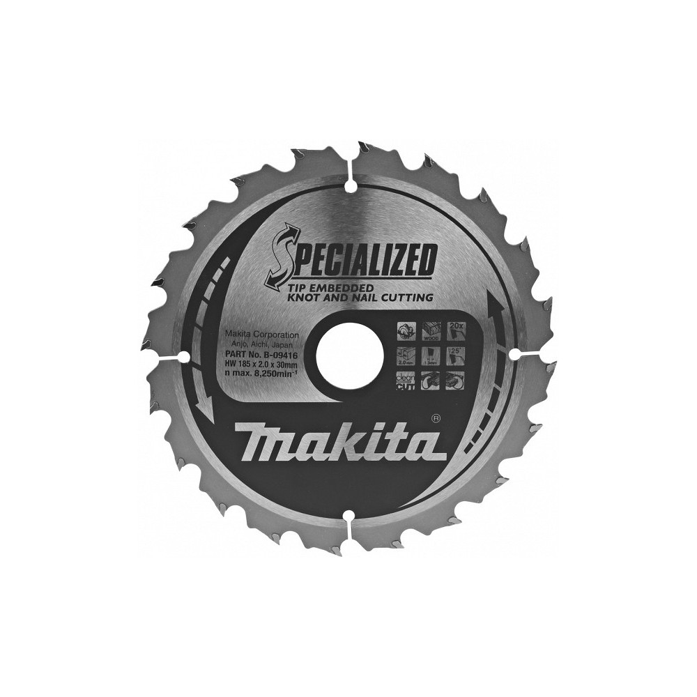 SAEKETAS HM 185X30X2.0MM, Z-20, NAELTEGA PUIT MAKITA