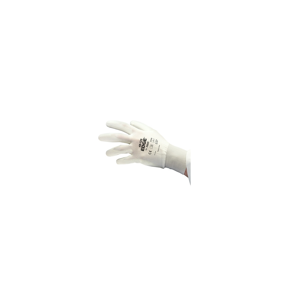 Safety gloves Ansell Edge 48-125, size 8. Ultra thin polyester. PU palm dipped.