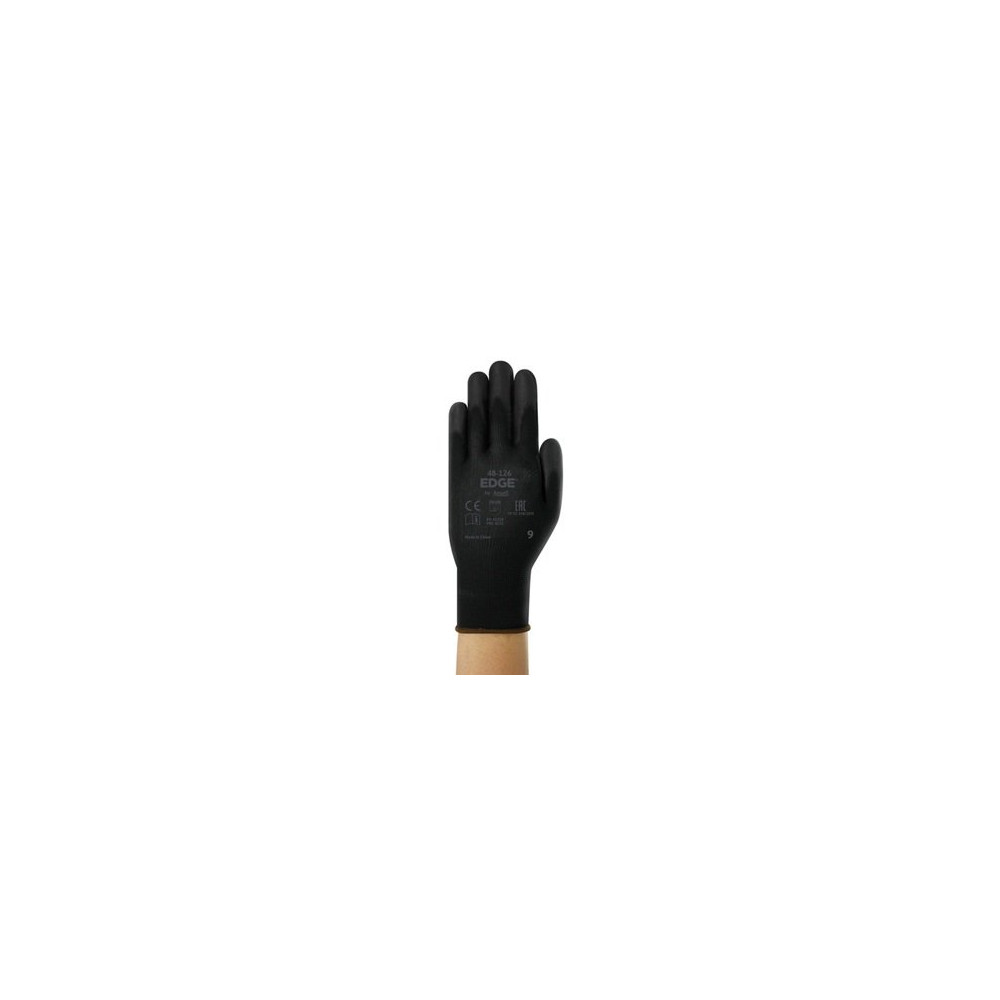 Safety gloves Ansell Edge 48-126, size 7. Ultra thin polyester. PU palm dipped.