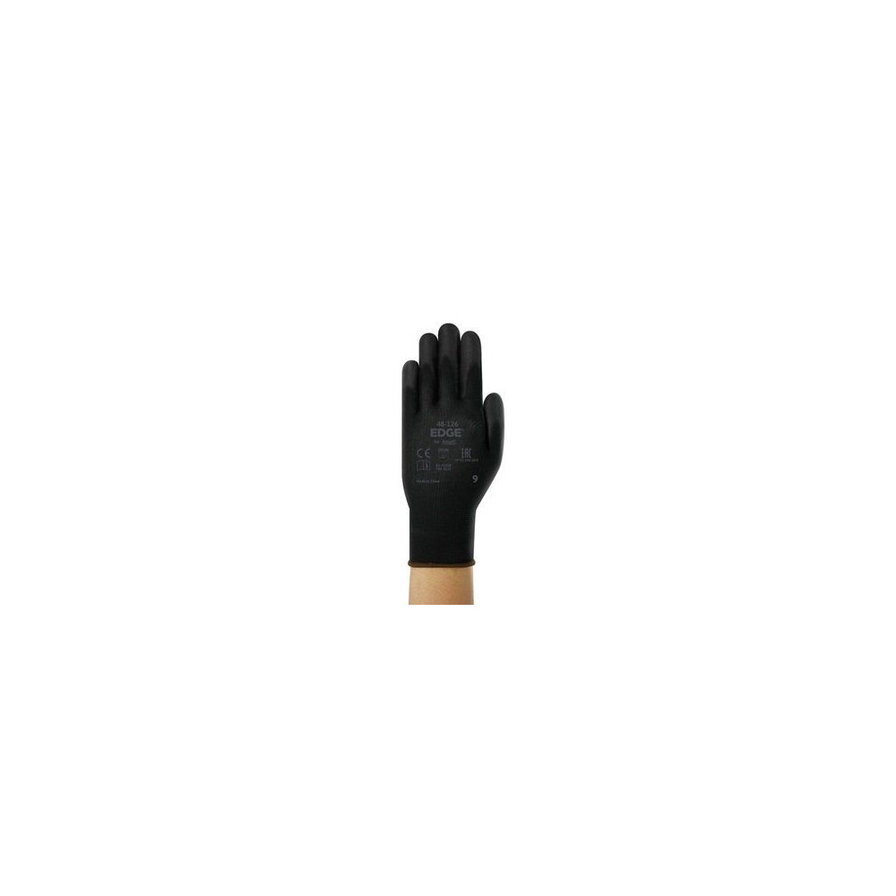 Safety gloves Ansell Edge 48-126, size 10. Ultra thin polyester. PU palm dipped.