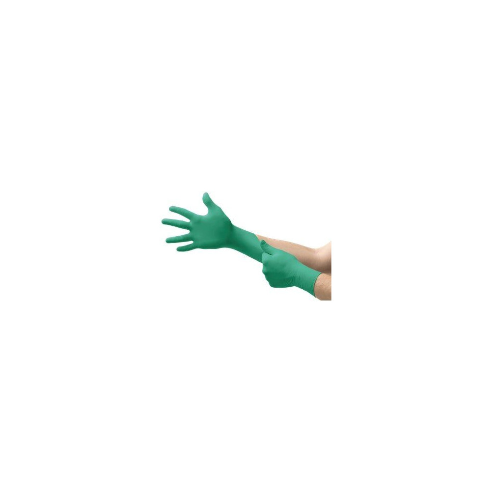 Disposable nitrile gloves Ansell TouchNTuff 92-600, 100 pcs, 0,12mm thick, size S (6,5-7), smooth palm, green