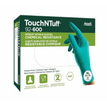 Disposable nitrile gloves Ansell TouchNTuff 92-600, 0,12mm thick, size S (6,5-7), smooth palm, green, pack of 20 pcs