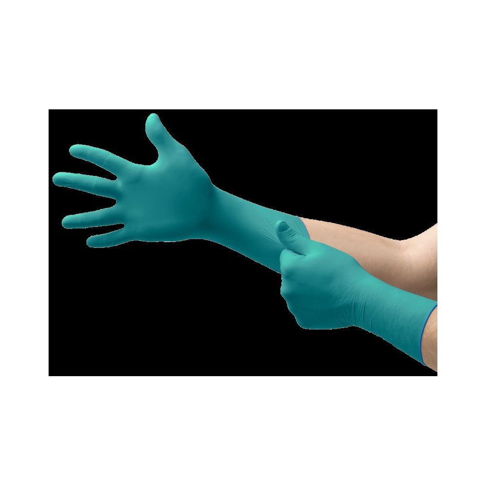 Disposable nitrile and neoprene gloves Ansell Microflex 93-260, size M (7,5-8), 50 pcs box, textured fingers, green, 0,20mm thic