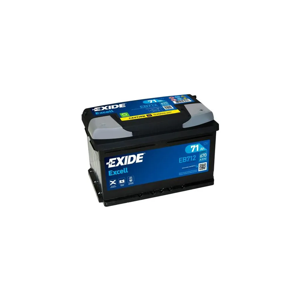 EXIDE 71AH 670A 278X175X175 EXCELL -/+