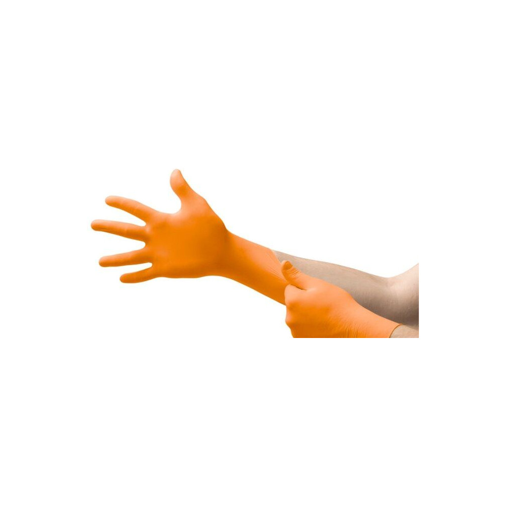 Disposable nitrile gloves Ansell Microflex 93-856, 100 pcs, 0,13mm, 275mm long, orange, size M (7,5-8)