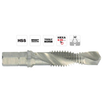 Combi tapping drill bit M3x0.5, HSS, 1/4" hex shank