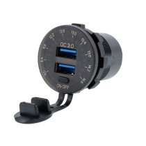 VOLTMEETER + 2XUSB LAADIJA 3,0A 12V LÜLITIGA, SÜVISTATAV CARMOTION