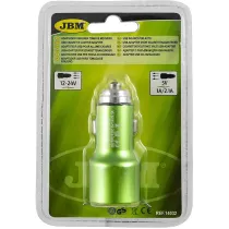 2XUSB ADAPTER 12/24V SIGARETI SÜÜTAJASSE 1,0A/2,1A JBM