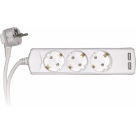 KONTORI PIKENDUSJUHE 3 PESA+2-USB 1,5M 3X1,0MM2 VALGE