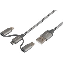 LAADIMISJUHE 3IN1 USB - MICRO USB, LIGHTNING/APPLE, USB-C 120CM CARMOTION