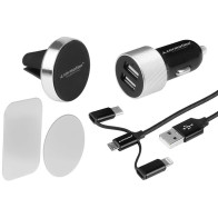 LAADIMISKOMPLEKT 3IN1 LAADIJA/TELEFONIHOIDJA/USB LAADIMISJUHE 120CM CARMOTION