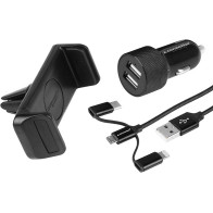 LAADIMISKOMPLEKT 3IN1 LAADIJA/TELEFONIHOIDJA/USB LAADIMISJUHE 120CM CARMOTION