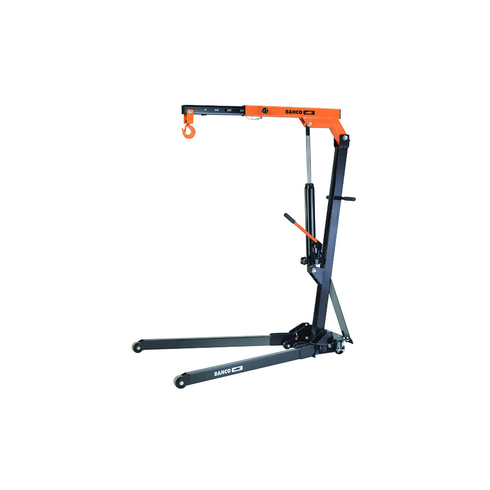 Foldable crane max 1T, foldable body on wheels and 4 fixed positions of the lifting arm: 1000, 750, 500 and 250 kg