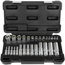 28-OS. 1/2"+3/8"+1/4" E-TORX PADRUNITE KOMPL. E4-E24 (PIKK/LÜHIKE) JBM