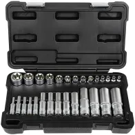 28-OS. 1/2"+3/8"+1/4" E-TORX PADRUNITE KOMPL. E4-E24 (PIKK/LÜHIKE) JBM