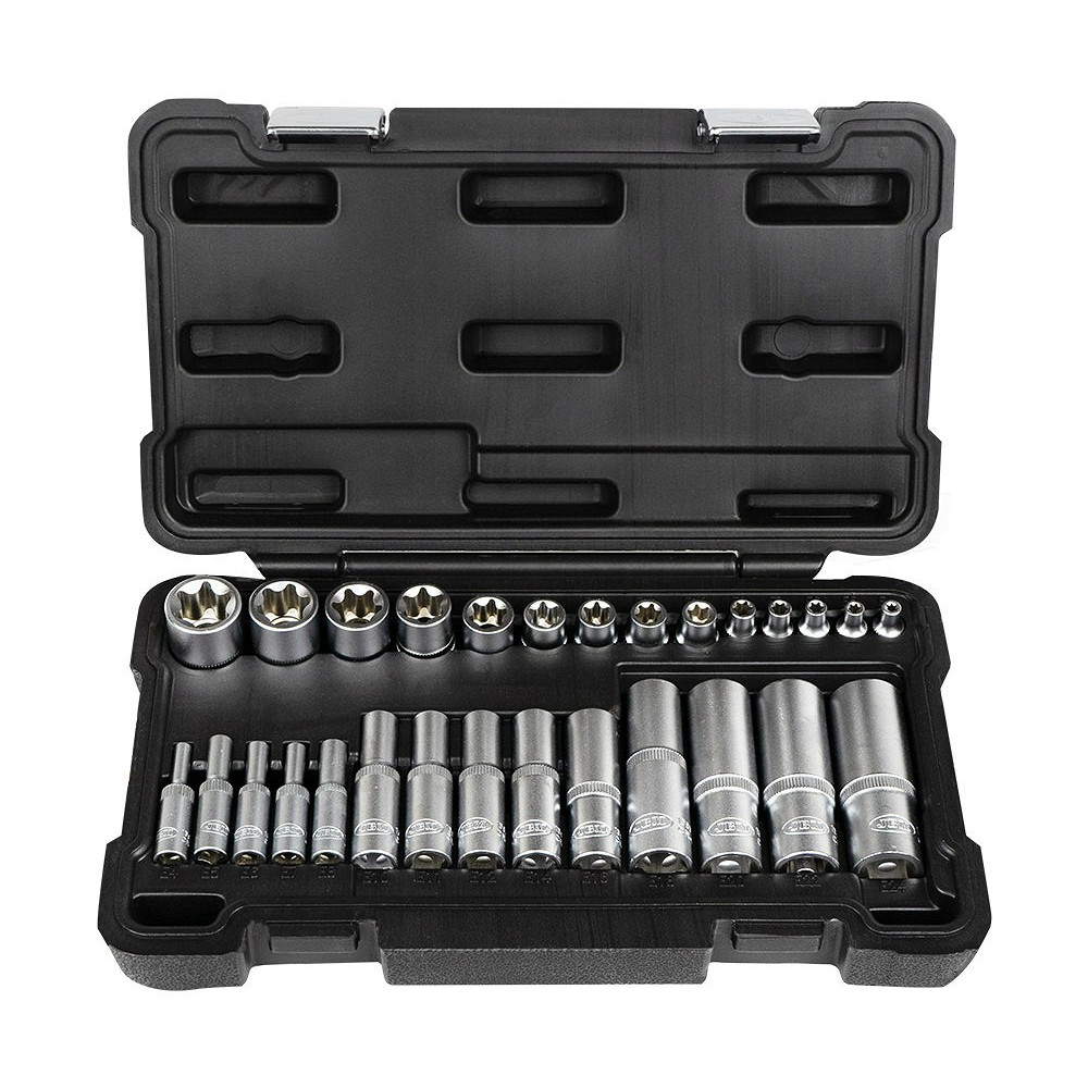 28-OS. 1/2"+3/8"+1/4" E-TORX PADRUNITE KOMPL. E4-E24 (PIKK/LÜHIKE) JBM